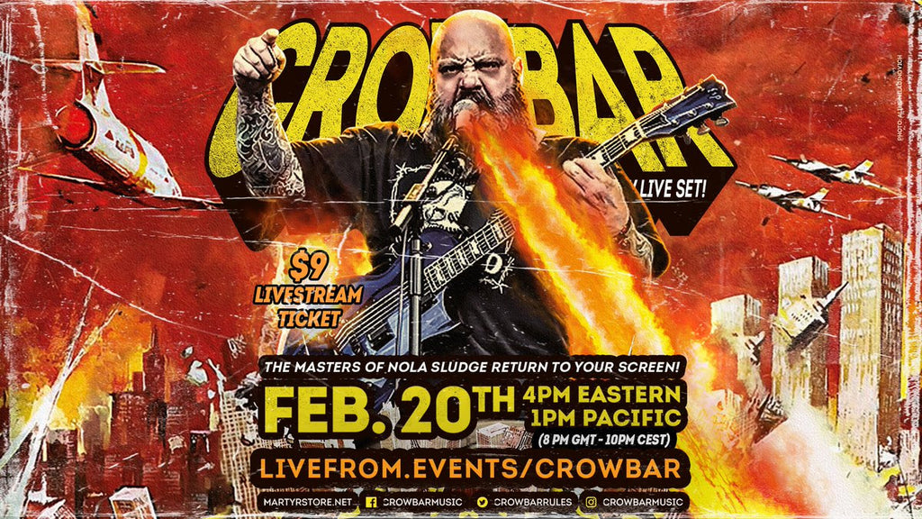 CROWBAR Returns With Exclusive Livestream This Saturday, February 20th; Tickets + Limited Merch Designs On Sale NOW!