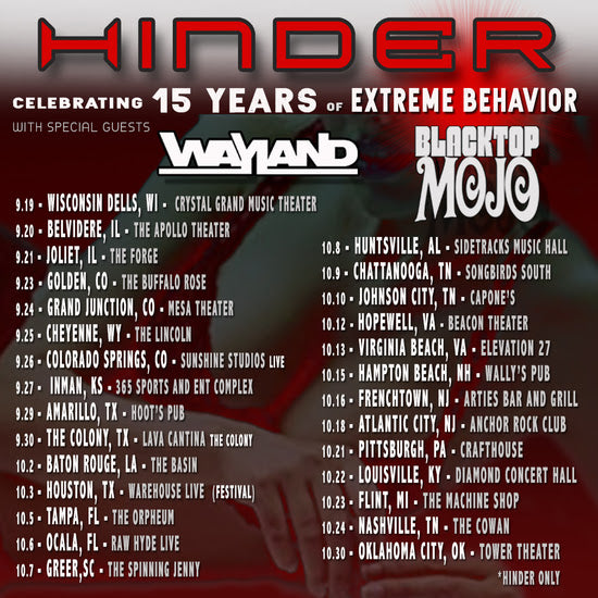 Hinder Announce Rescheduled Live Dates: 'Extreme Behavior' 15th Anniversary Tour Playing Their Debut Platinum Album Live For The First Time Ever