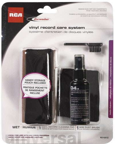 DISCWASHER RD1007Z D4+ RECORD CARE SYSTEM - FLUID, BRUSH & STORAGE BAG (BLACK & BROWN)