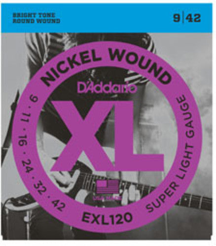 D'Addario EXL120 Nickel Wound Electric Guitar Strings, Super Light, 9-42
