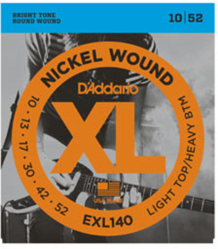 D'ADDARIO EXL140 NICKEL WOUND ELECTRIC GUITAR STRINGS - LIGHT TOP/HEAVY BOTTOM 10-52