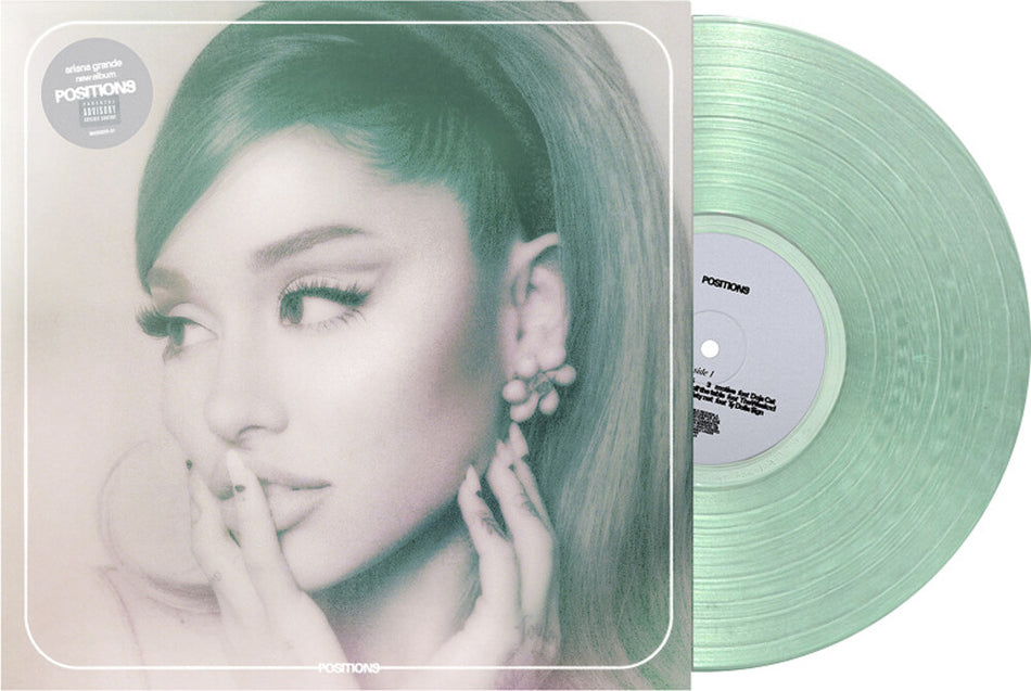 the album cover for Ariana Grande - Positions [Coke Bottle Clear LP]
