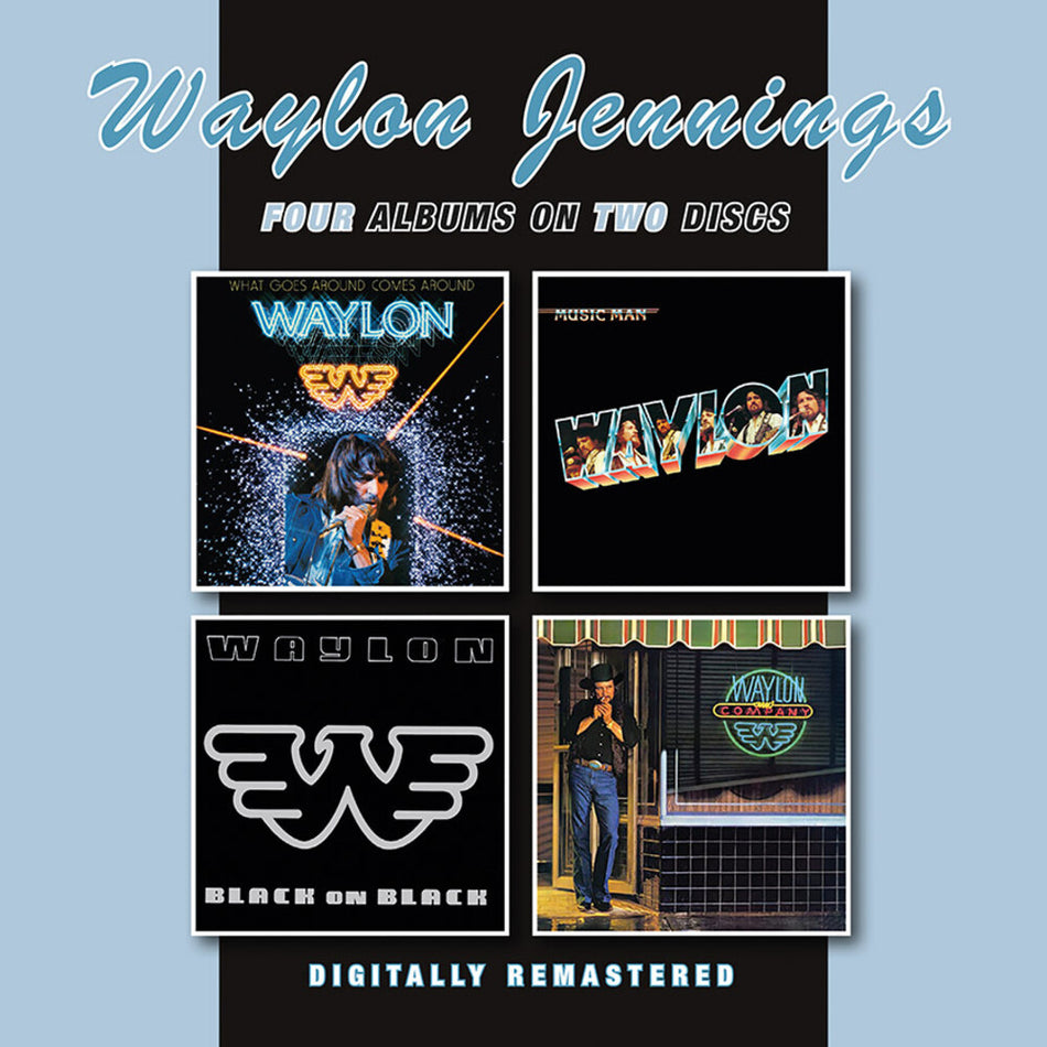 the album cover for Waylon Jennings - What Goes Around Comes Around / Music Man / Black