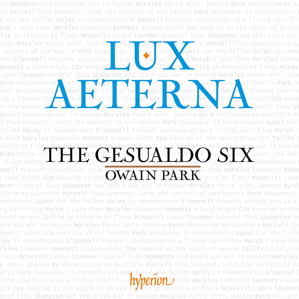 the album cover for The Gesualdo Six & Owain Park - Lux Aeterna