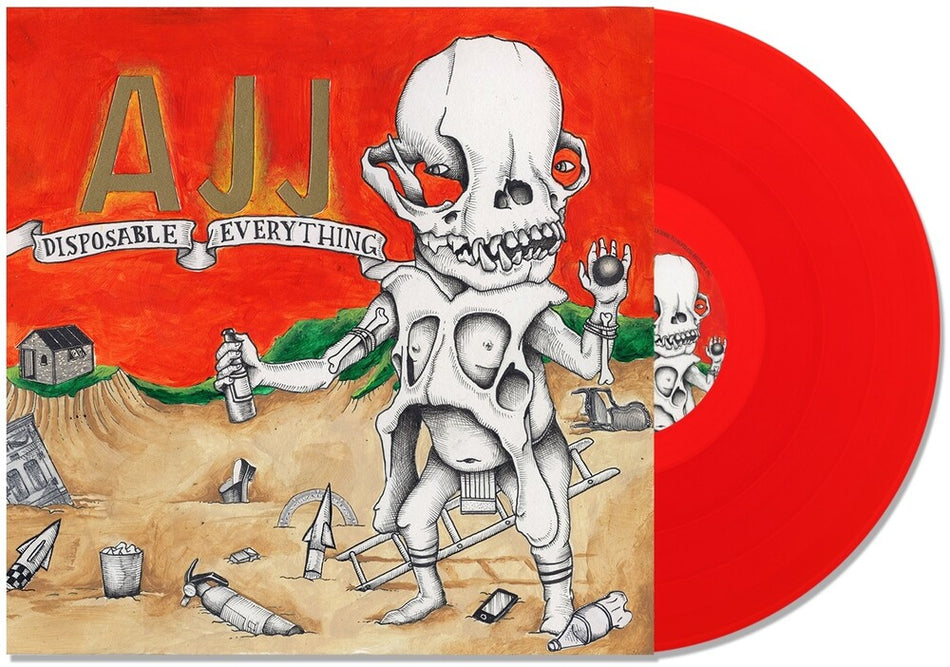 the album cover for AJJ - Disposable Everything [Indie Exclusive Limited Edition Strawbably Red LP]