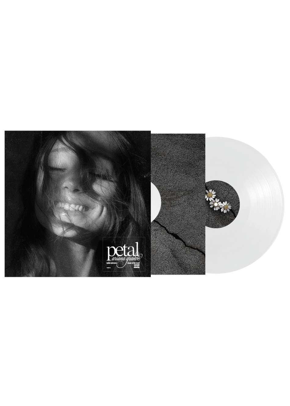 the album cover for Ariana Grande - petal [Indie Exclusive Classic White]