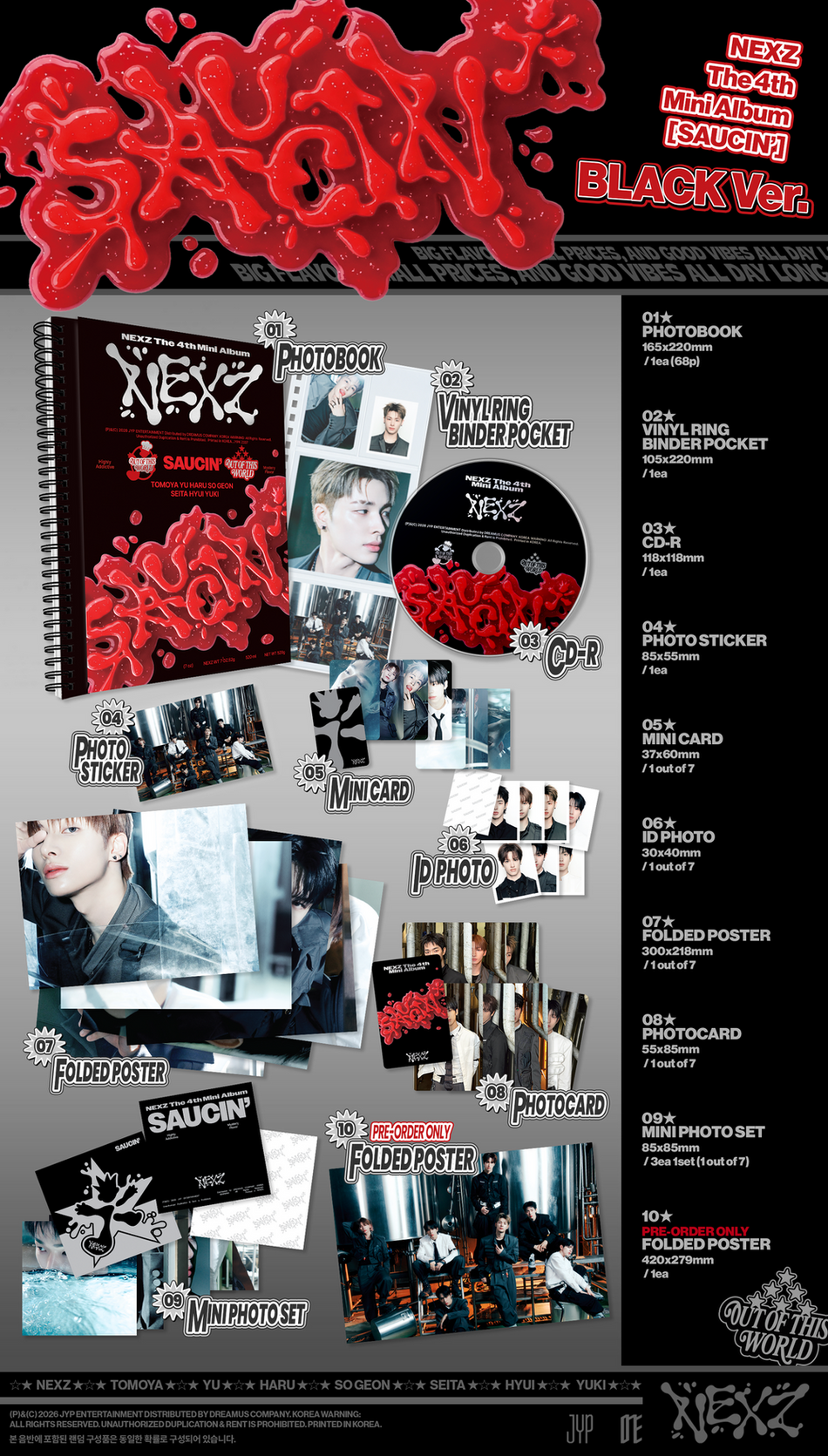 the album cover for Nexz - 4th Mini Album Saucin' [Black Ver.] [Limited Edition]