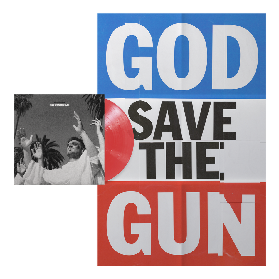 the album cover for Militarie Gun - God Save The Gun [Indie Exclusive Transclucent Red]