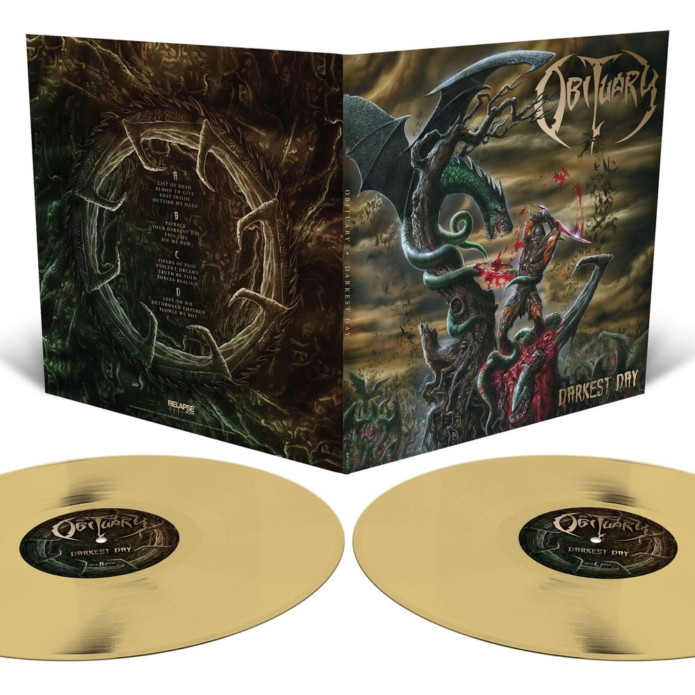 the album cover for Obituary - Darkest Day - [Translucent Gold 2LP]