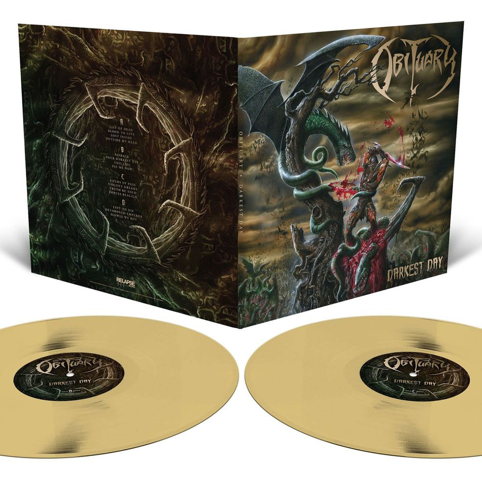 the album cover for Obituary - Darkest Day - [Translucent Gold 2LP]