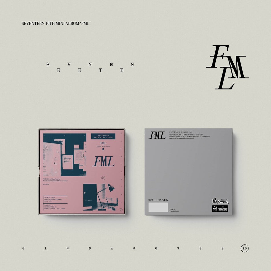 the album cover for SEVENTEEN - SEVENTEEN 10th Mini Album 'FML' [Faded Mono Life]