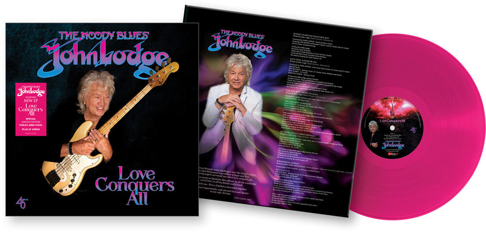 the album cover for John Lodge - Love Conquers All - Violet [Colored Vinyl] (Ep) (Org)