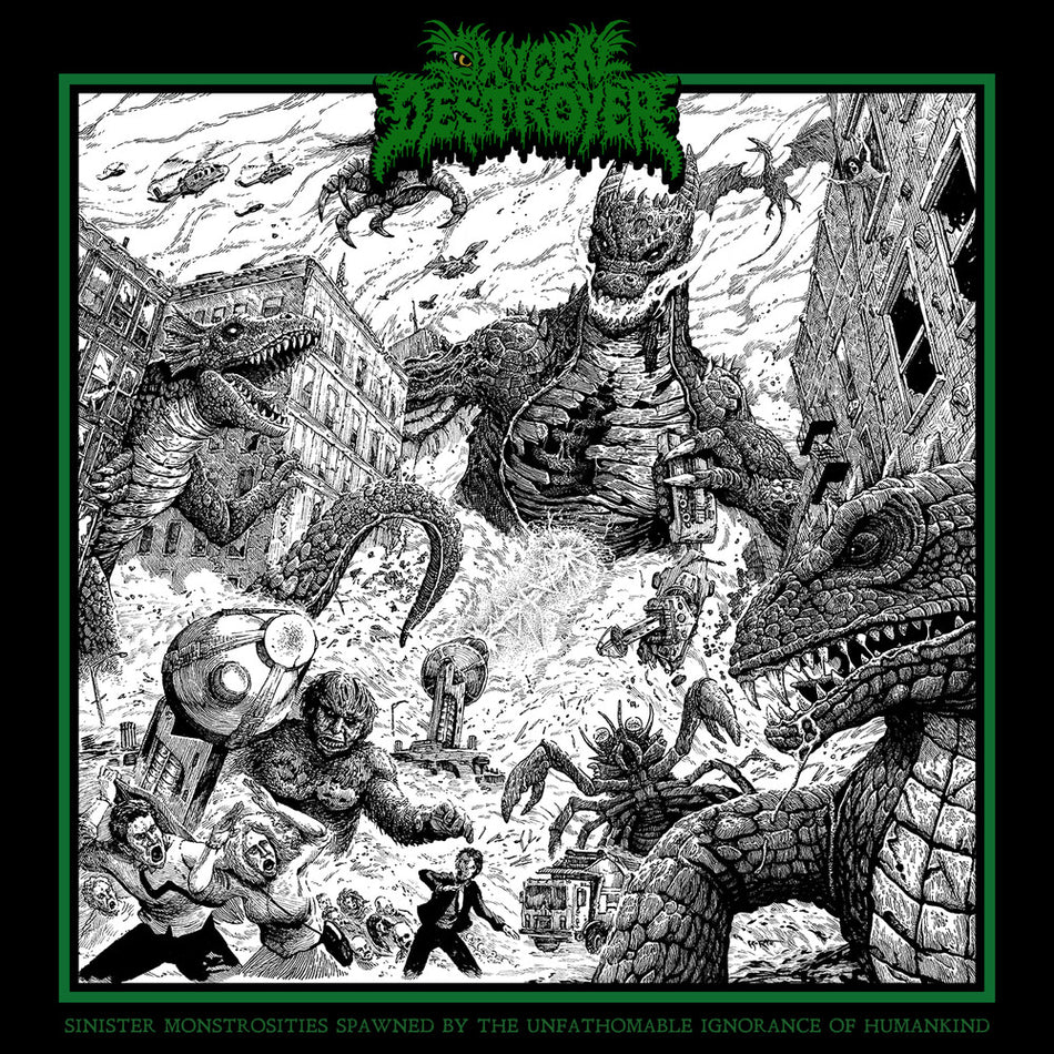the album cover for Oxygen Destroyer - Sinister Monstrosities Spawned By The Unfathomable Ignorance Of   Humankind
