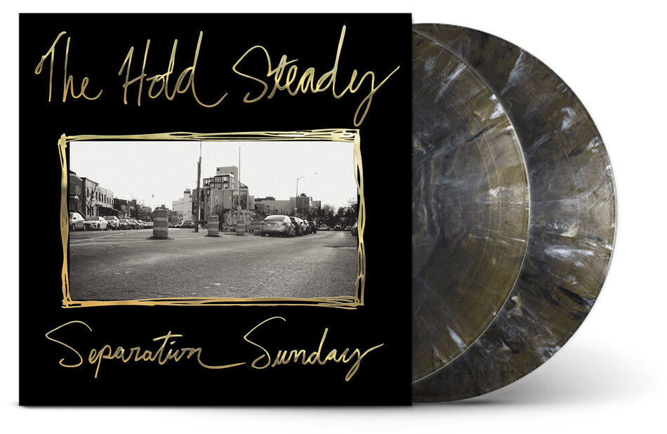 the album cover for The Hold Steady - Separation Sunday - 20 Year Anniversary Edition [Indie Exclusive Gold Swirl LP]