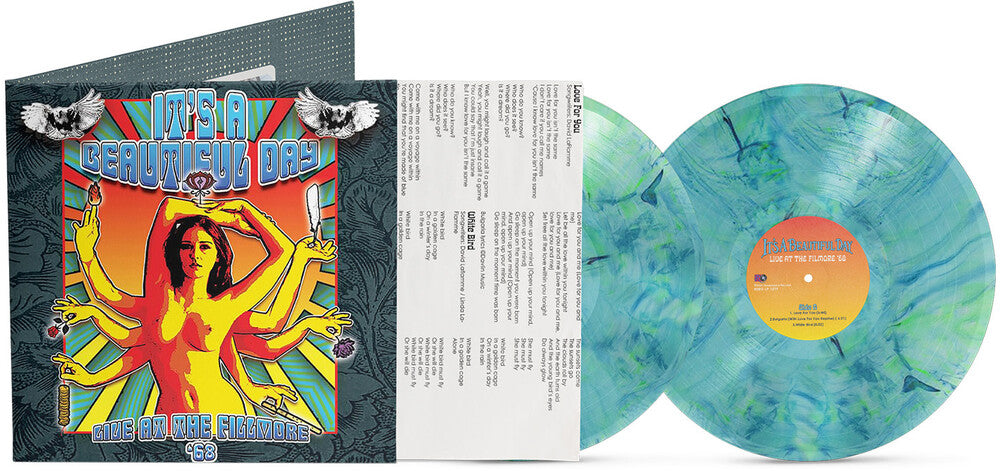 the album cover for It's A Beautiful Day - Live at the Fillmore West 1968 (turquoise Marble Vinyl/2lp)