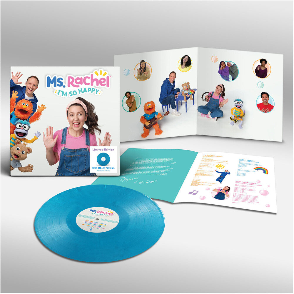 the album cover for Ms. Rachel - I'm So Happy [Eco Blue]