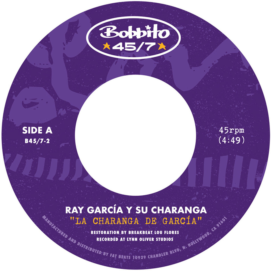 the album cover for Ray Garci­a y Su Charanga - "La Charanga de Garcia" b/w "Para Ti" [Opaque White 7” in paper sleeve]