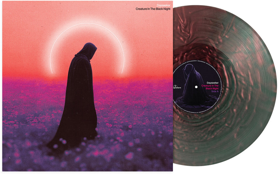 the album cover for Dayseeker - Creature in the Black Night (purple & Black Marble Vinyl)