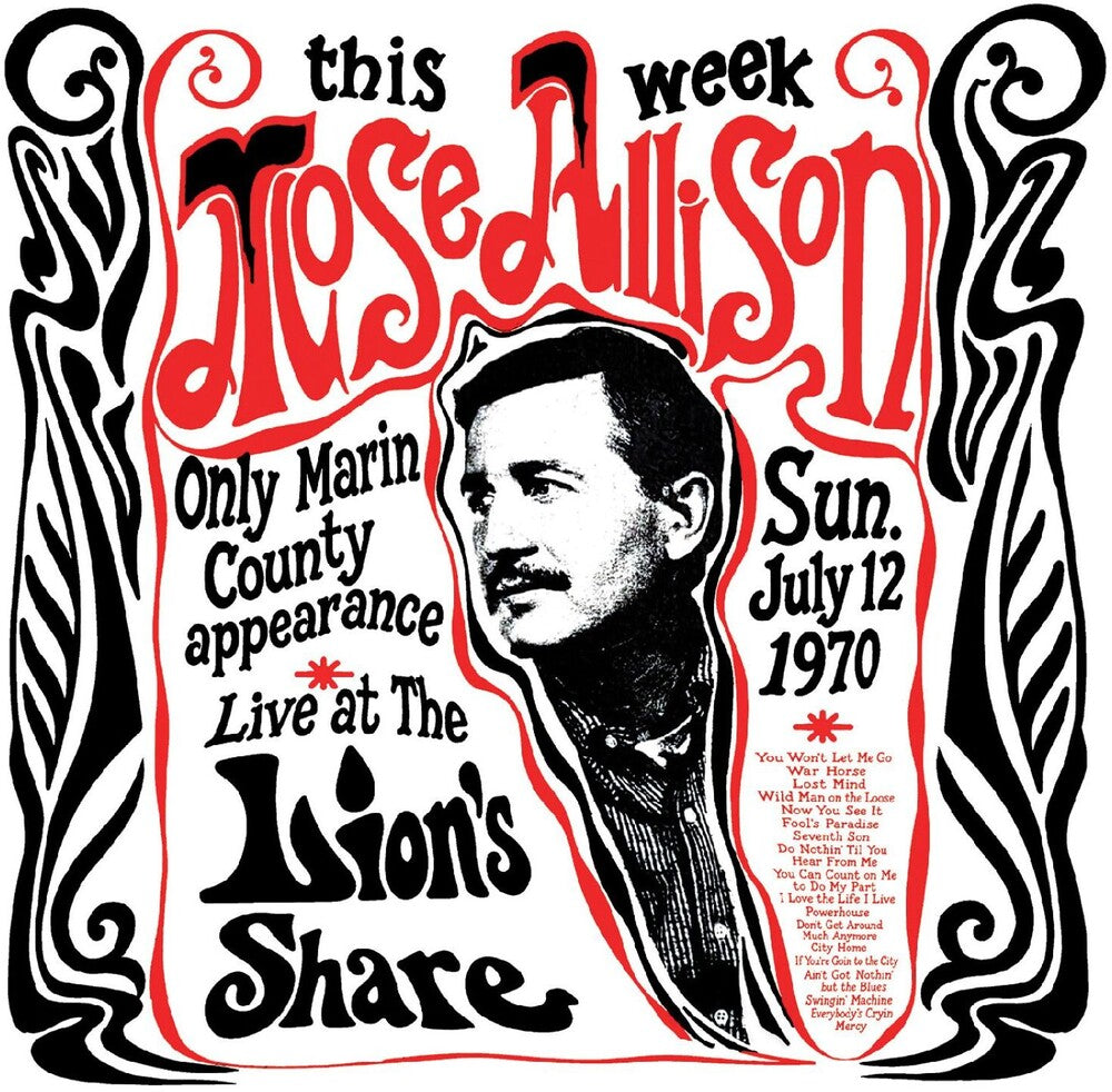 the album cover for Mose Allison - Live At The Lion's Share July 12 1970 - Remastered