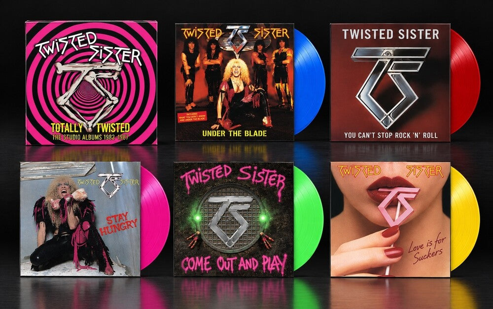 the album cover for Twisted Sister - Totally Twisted: The Studio Albums 1982-1987 [Multicolor 5LP Box Set]