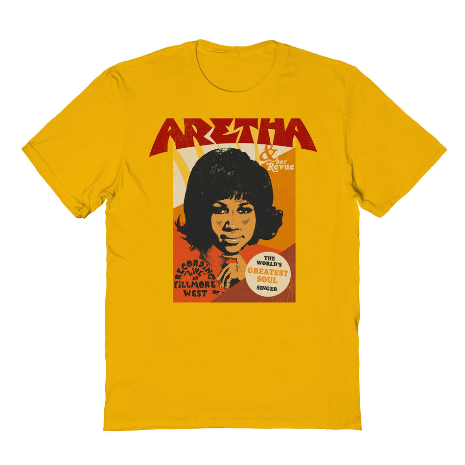 Goodie Two Sleeves Aretha Franklin Aretha and Revue Gold T-Shirt