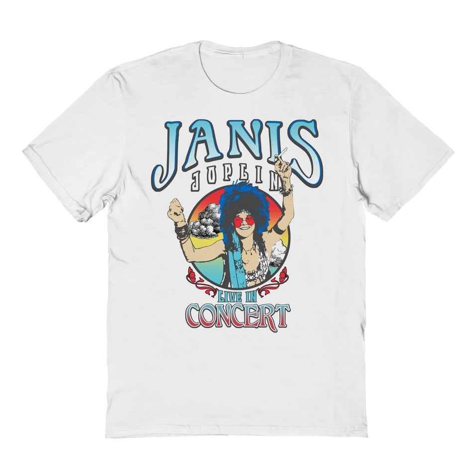 Goodie Two Sleeves Janis Joplin Live White T-Shirt