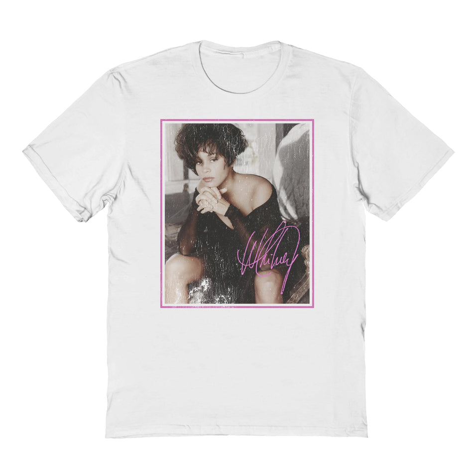 Goodie Two Sleeves Whitney Houston Vintage Gaze White T-Shirt