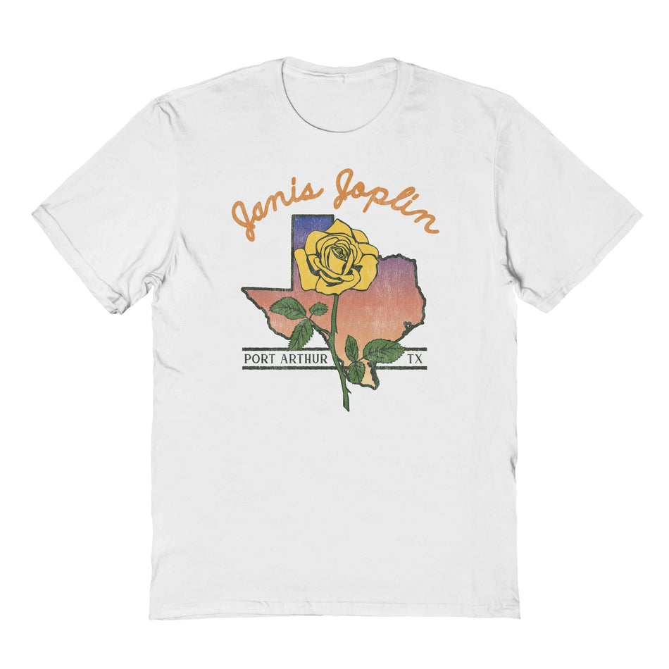 Goodie Two Sleeves Janis Joplin Yellow Rose T-Shirt